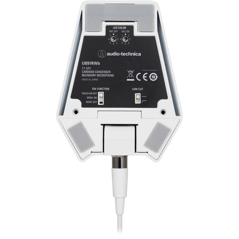 Audio-Technica U891RWb Cardioid Boundary Microphone with LED and Local Switch - White