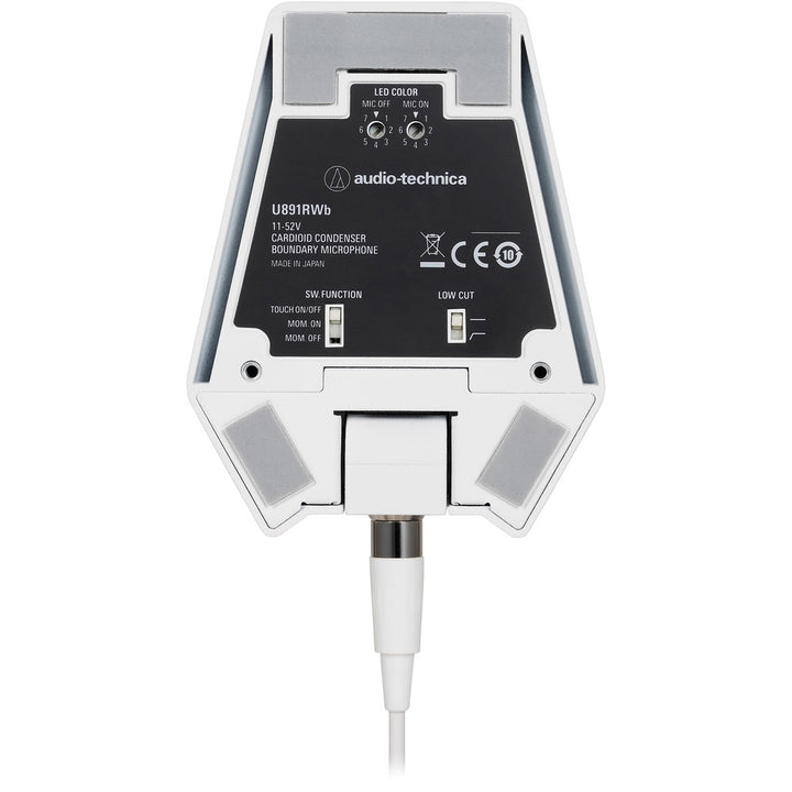 Audio-Technica U891RWb Cardioid Boundary Microphone with LED and Local Switch - White