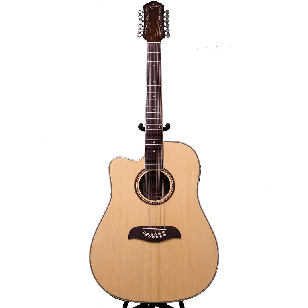 Oscar Schmidt OD312CELH-A Acoustic Guitar Lefty 12-String Dreadnought Natural Barcus Berry EQ4T