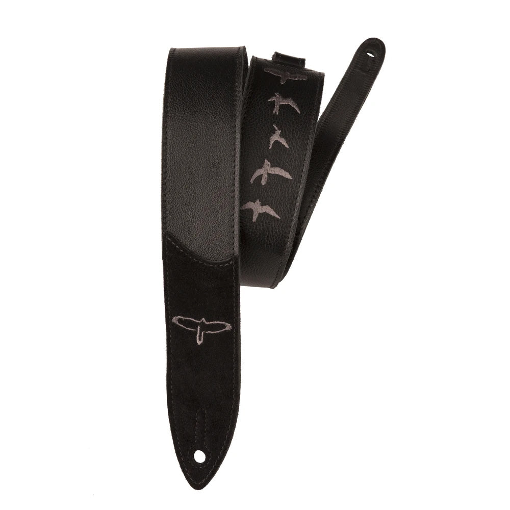 PRS Guitar Strap Premium Leather Birds Embroidery - Black