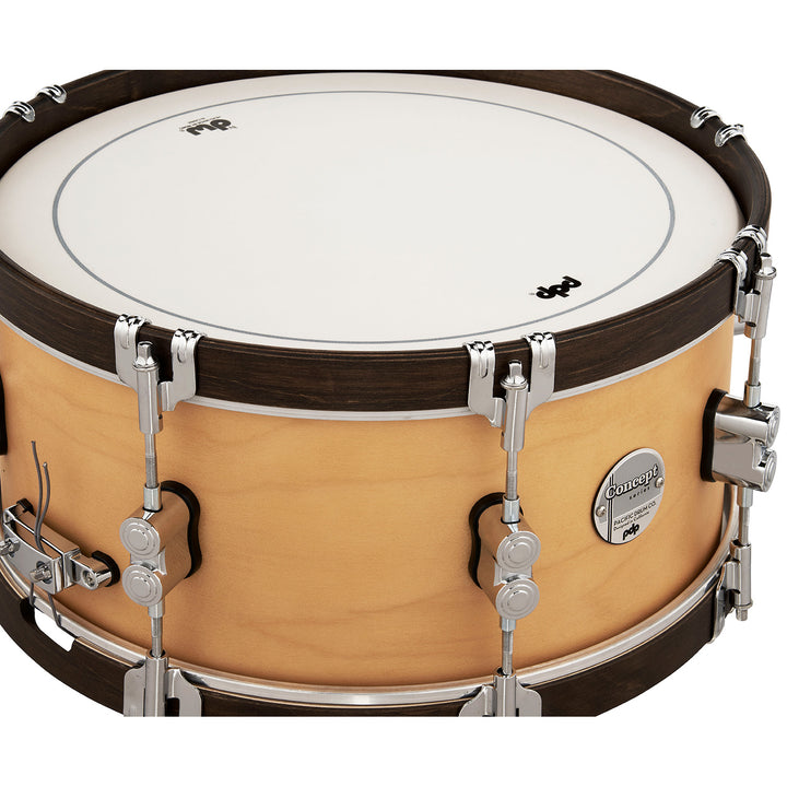 PDP Concept Maple Classic 6.5x14 Snare Drum - Natural Stain w/ Walnut Stain Hoops