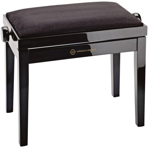 K&M 13901 Piano Bench - Black Gloss - Velvet Seat Black