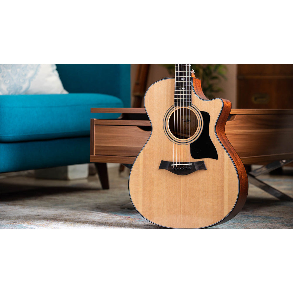 Taylor Guitars 312ce, West African Crelicam Ebony Fretboard, A59Expression System ® 2 Electronics | Venetian Cutaway | Taylor Deluxe Hardshell Brown Case