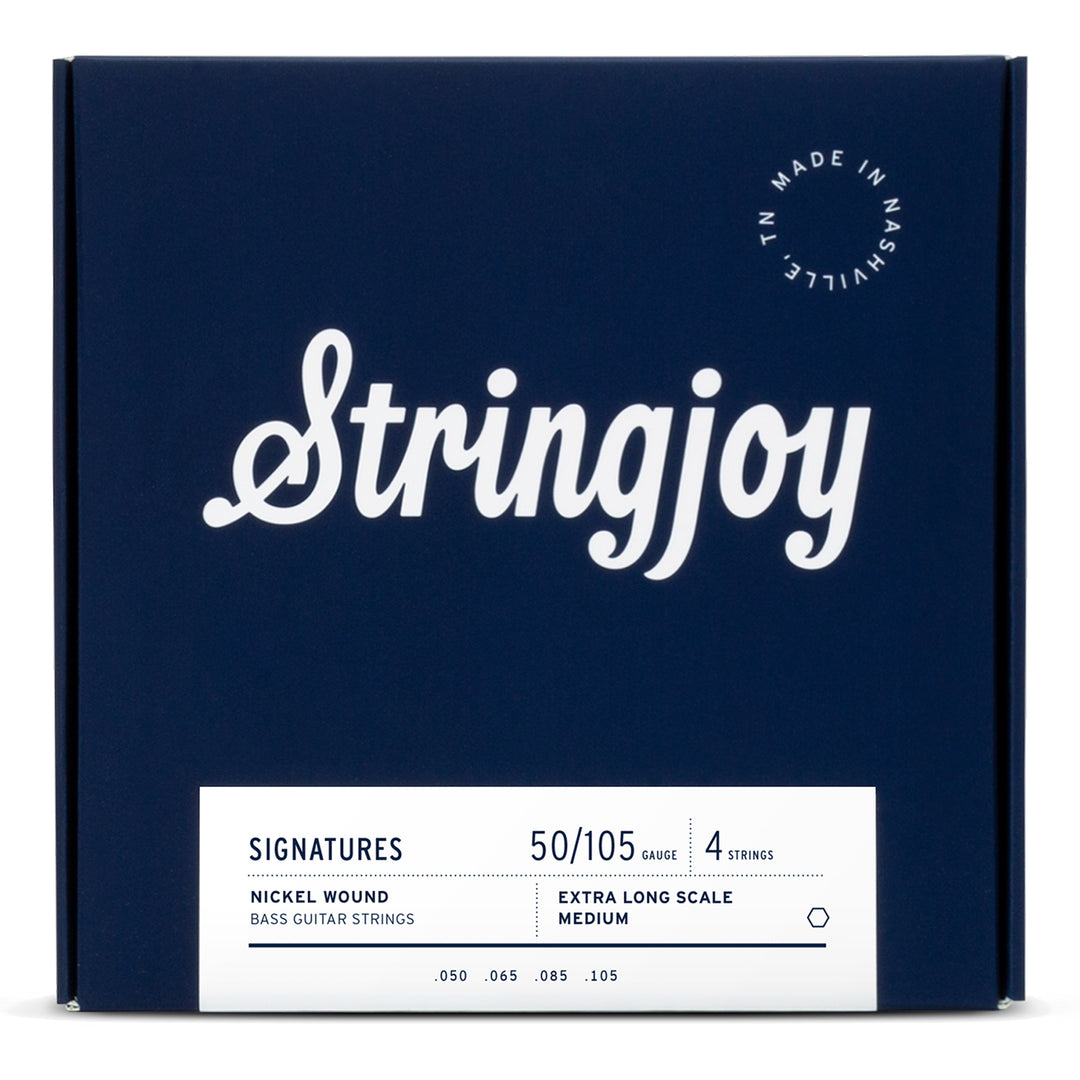 Stringjoy Medium Gauge (50-105) 4 String Extra Long Scale Nickel Wound Bass Guitar Strings