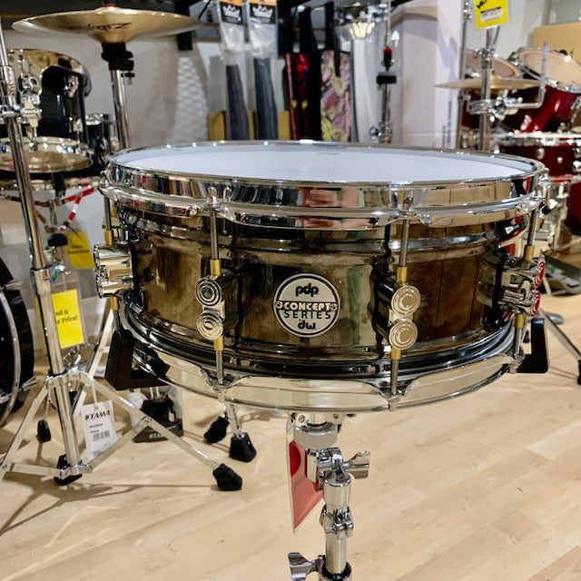PDP Concept Metal 5.5x14 Snare Drum Dual-Beaded 1mm Rolled Black Nickel Over Steel w/ Chrome Hardware