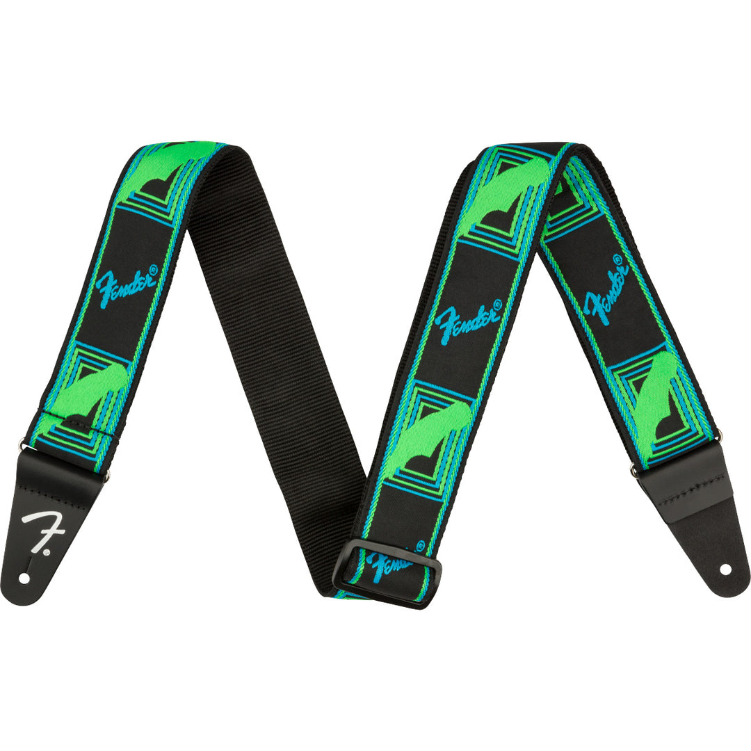 Fender Neon Monogrammed Guitar Strap - Green/Blue