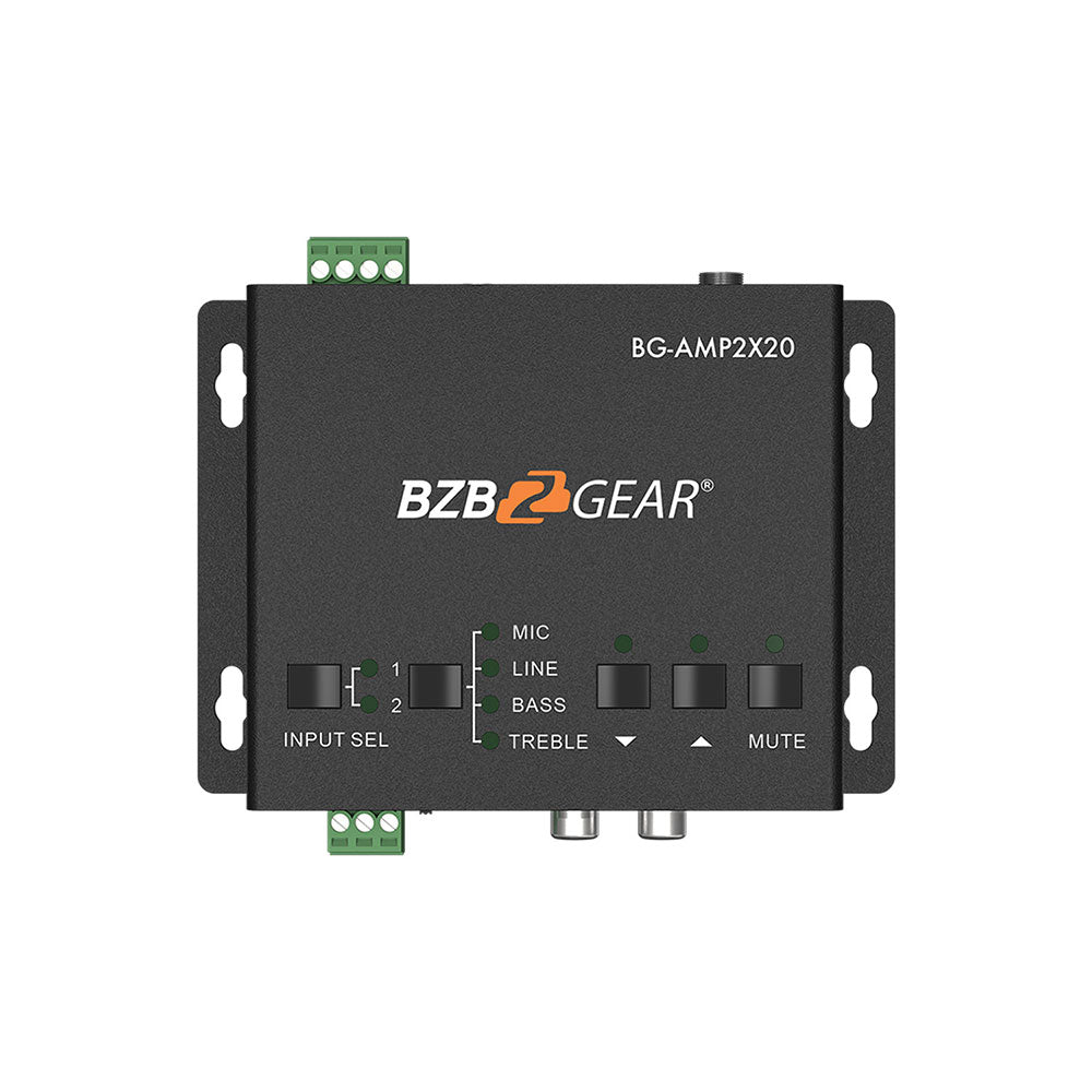 BZBGEAR - 2 Channel 40W Compact Stereo/Mono Audio Amplifier with 3 Inputs