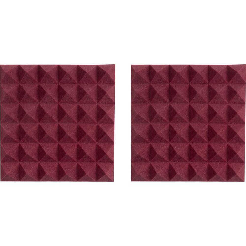 Gator Acoustic Pyramid Panel 12”x12” (2-Pack) - Burgundy