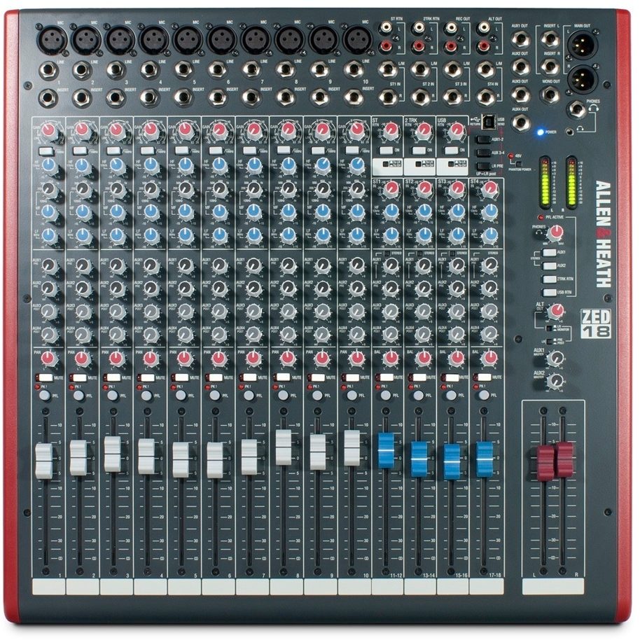 Allen & Heath ZED-18 Mixer - 10 Mono / 4 Stereo with USB