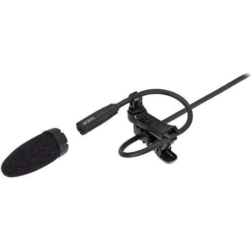 Audio-Technica BP899LcT4 Submini Omnidirectional Condenser Lavalier Microphone w/ 55” Cable, Low Sensitivity TA4F Shure Connector - Black
