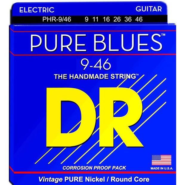 DR Strings PHR-9/46 (Light - Heavy) - PURE BLUES Pure Nickel Electric: 9, 11, 16, 26, 36, 46