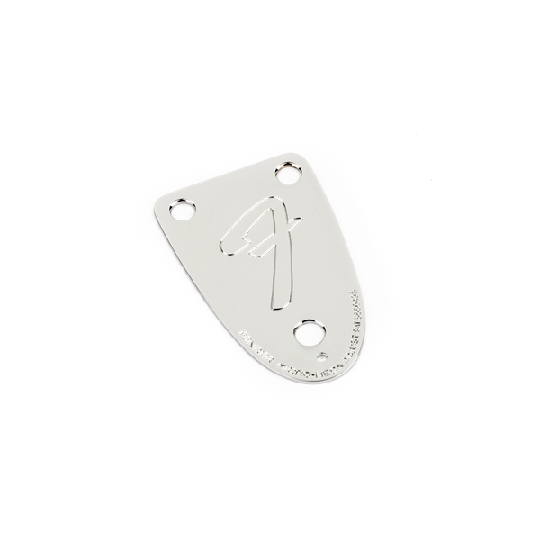 Fender 70s Vintage-Style 3-Bolt F Stamped Bass Neck Plate - Chrome
