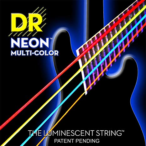 DR Strings NMCB5-45 (Medium 5's) - Hi-Def NEON Multi-Color: Coated Bass Strings: 45, 65, 85, 105, 125