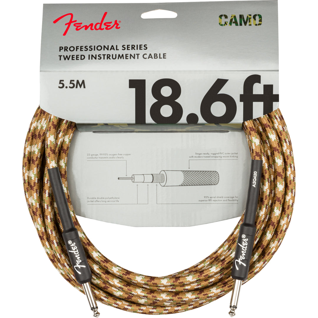 Fender Professional Series Instrument Cable 18.6 Straight/Straight - Desert Camo