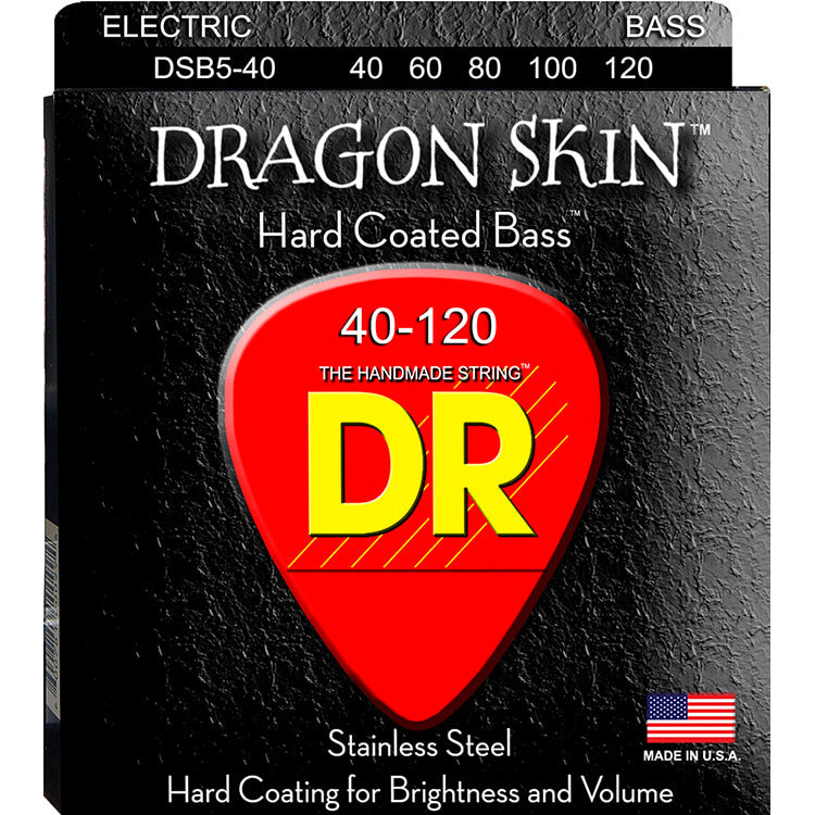 DR Strings DSB5-40 (Light 5's) - Dragon Skin Clear Coated Bass: 40, 60, 80, 100, 120