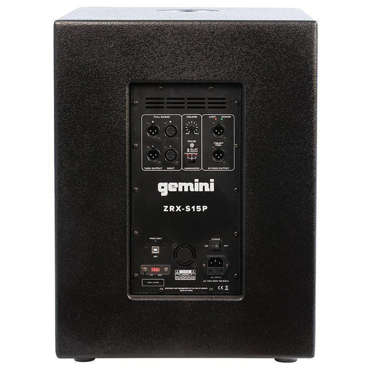 Gemini ZRX-S15P Powered Subwoofer - 15”