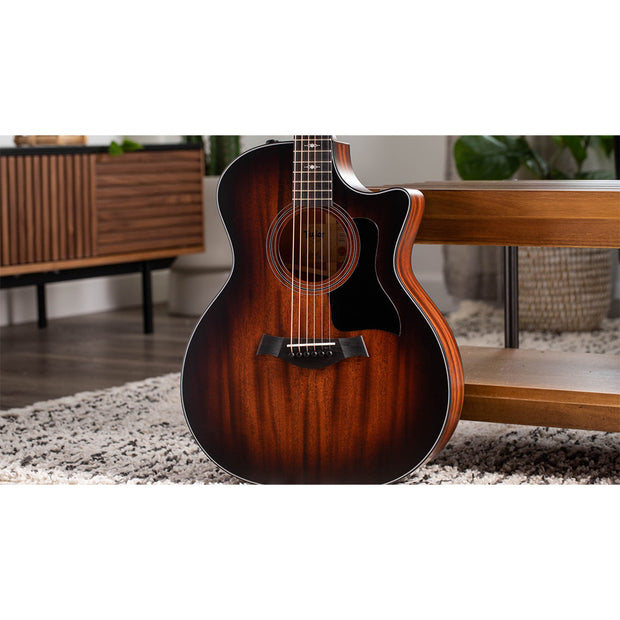 Taylor Guitars 324ce, West African Crelicam Ebony Fretboard, Expression System ® 2 Electronics, Beveled Cutaway with Taylor Deluxe Hardshell Brown Case