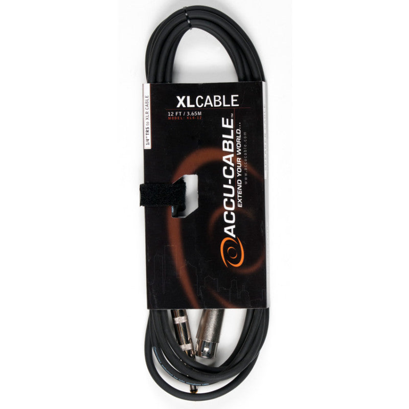 Accu-Cable XLR Female to 1/4” Male TS Microphone Cable 12 Feet