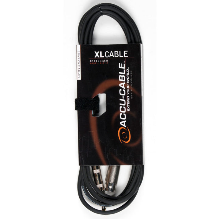 Accu-Cable XLR Female to 1/4” Male TS Microphone Cable 12 Feet