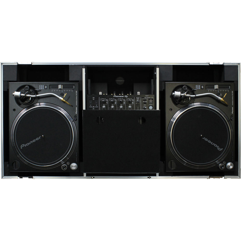 Odyssey FZGSLBM12WR Flight Zone Low Profile Glide Style DJ Coffin for 12” Mixer, 2x Turntables (Battle) & 2U Rack