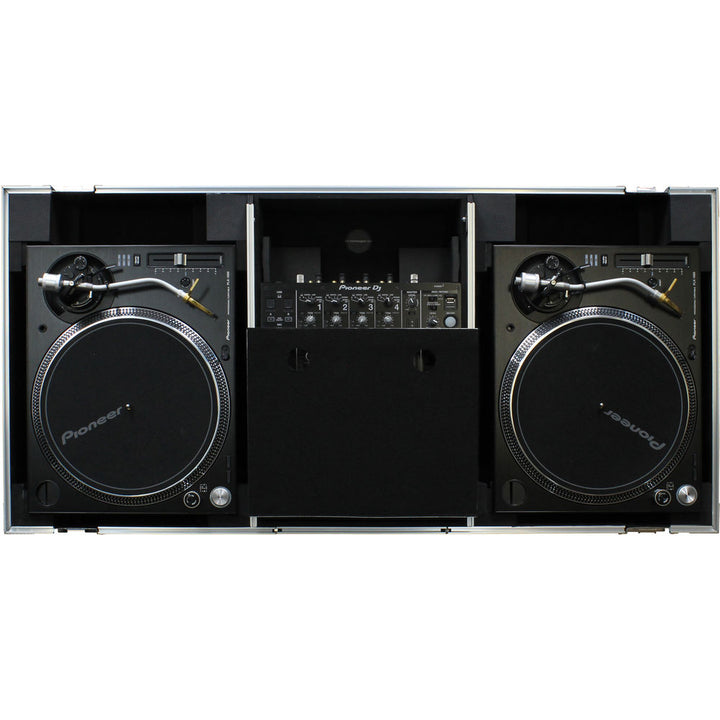 Odyssey FZGSLBM12WR Flight Zone Low Profile Glide Style DJ Coffin for 12” Mixer, 2x Turntables (Battle) & 2U Rack