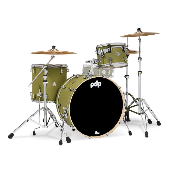 PDP Concept Maple Finish Ply CM Rock Kit Shell Pack w/ Chrome Hardware (14x24, 9x13, 16x16FT) - Satin Olive