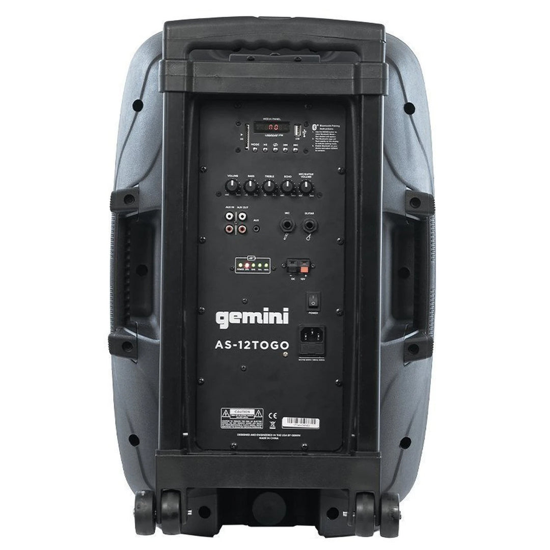 Gemini AS-12TOGO Mobile PA System with Bluetooth Wireless Technology - 12”