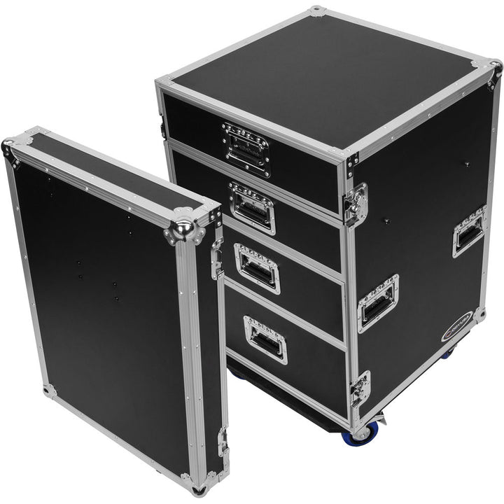 Odyssey FZWB4WDLX Flight Zone Deluxe 4-Drawer Workbox Tour Case with Casters & Side Table