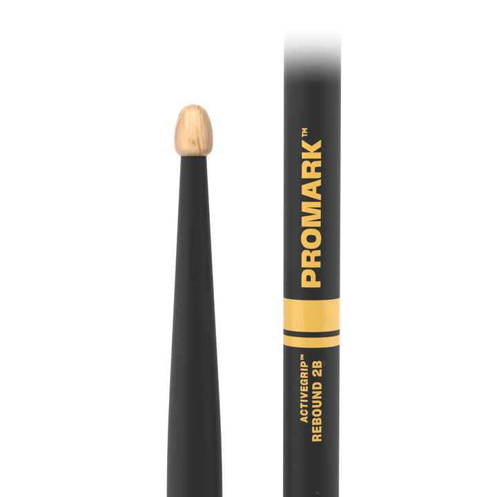 Promark R2BAG-Promark Rebound 2B ActiveGrip Hickory Drumsticks, Acorn Wood Tip