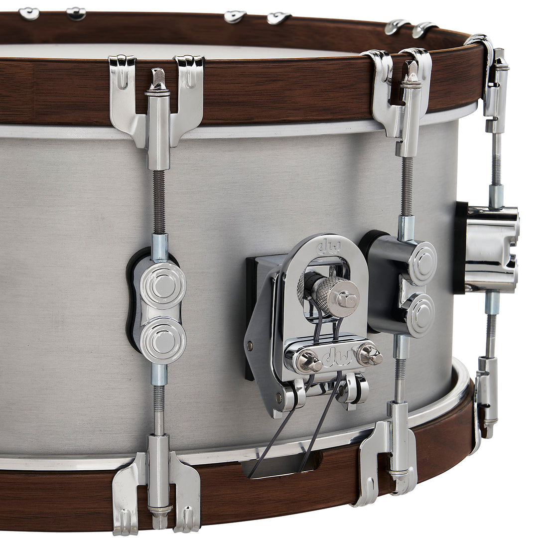 PDP Concept Select 6.5x14 Snare Drum 3mm Seamless Aluminum with Walnut Wood Hoops & Chrome Hardware