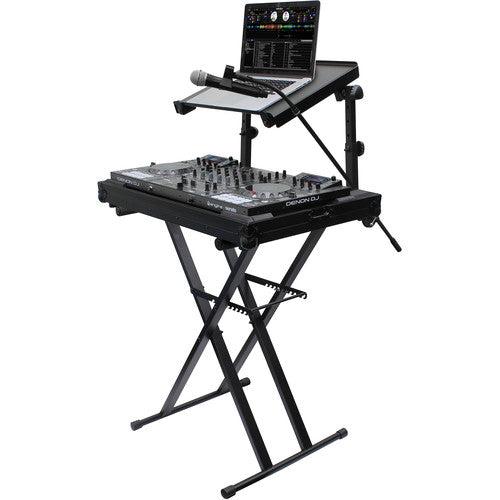Odyssey X-Stand Combo Dual-Tier Heavy-Duty Folding Stand with Microphone Boom & Laptop/Gear Shelf (black)