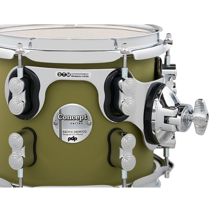 PDP Concept Maple Finish Ply CM5 5-Piece Kit Shell Pack w/ Chrome Hardware (18x22 w/ BDM, 8x10, 9x12, 14x16FT, 5.5x14 Snare) - Satin Olive