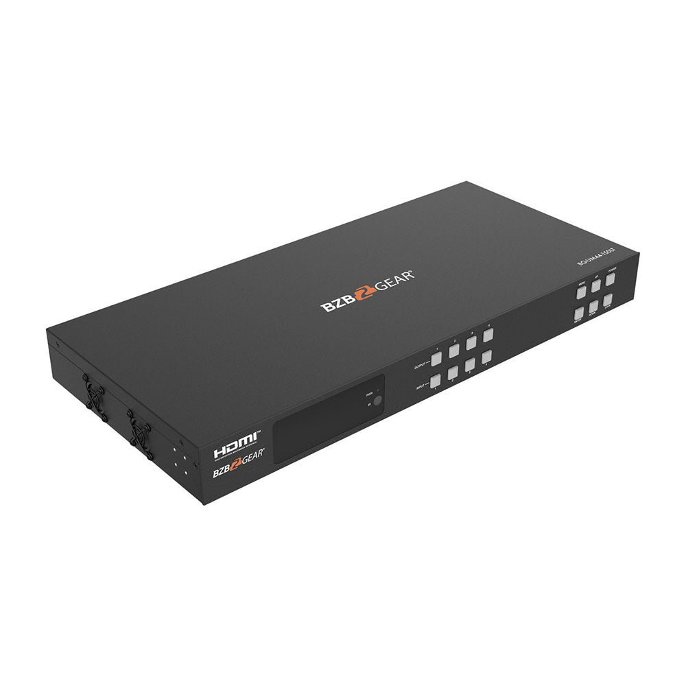 BZBGEAR - 4X4 4K UHD 18Gbps HDMI and HD Base T Matrix Switch with Bi-directional IR/Advance EDID and Downscaling