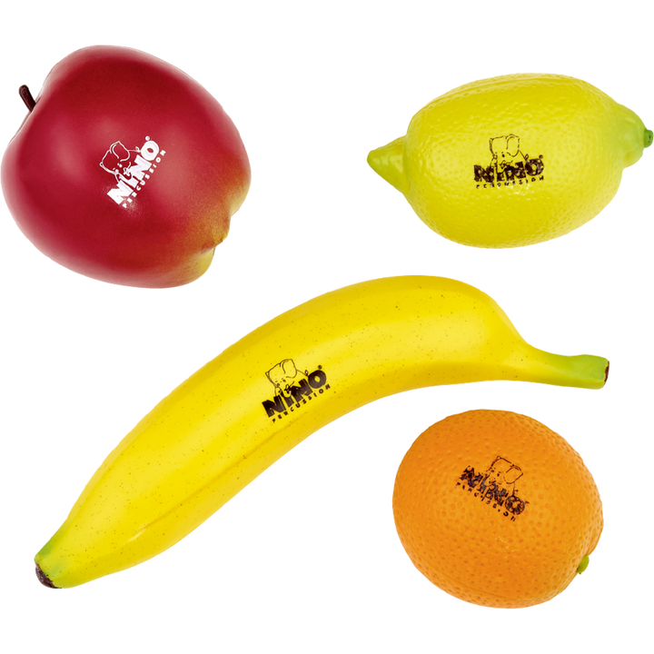 Nino Percussion NinoSet100- Nino Fruit Shaker 4 Piece  Assortment Set