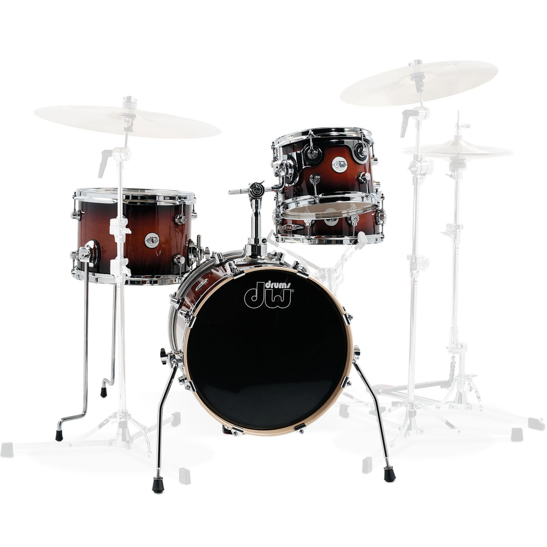 DW Design Series Mini Pro 4-Piece Shell Pack Gloss Lacquer Drum Set (6.5x10, 9x13, 14x16 BD, 5x12) - Tobacco Burst