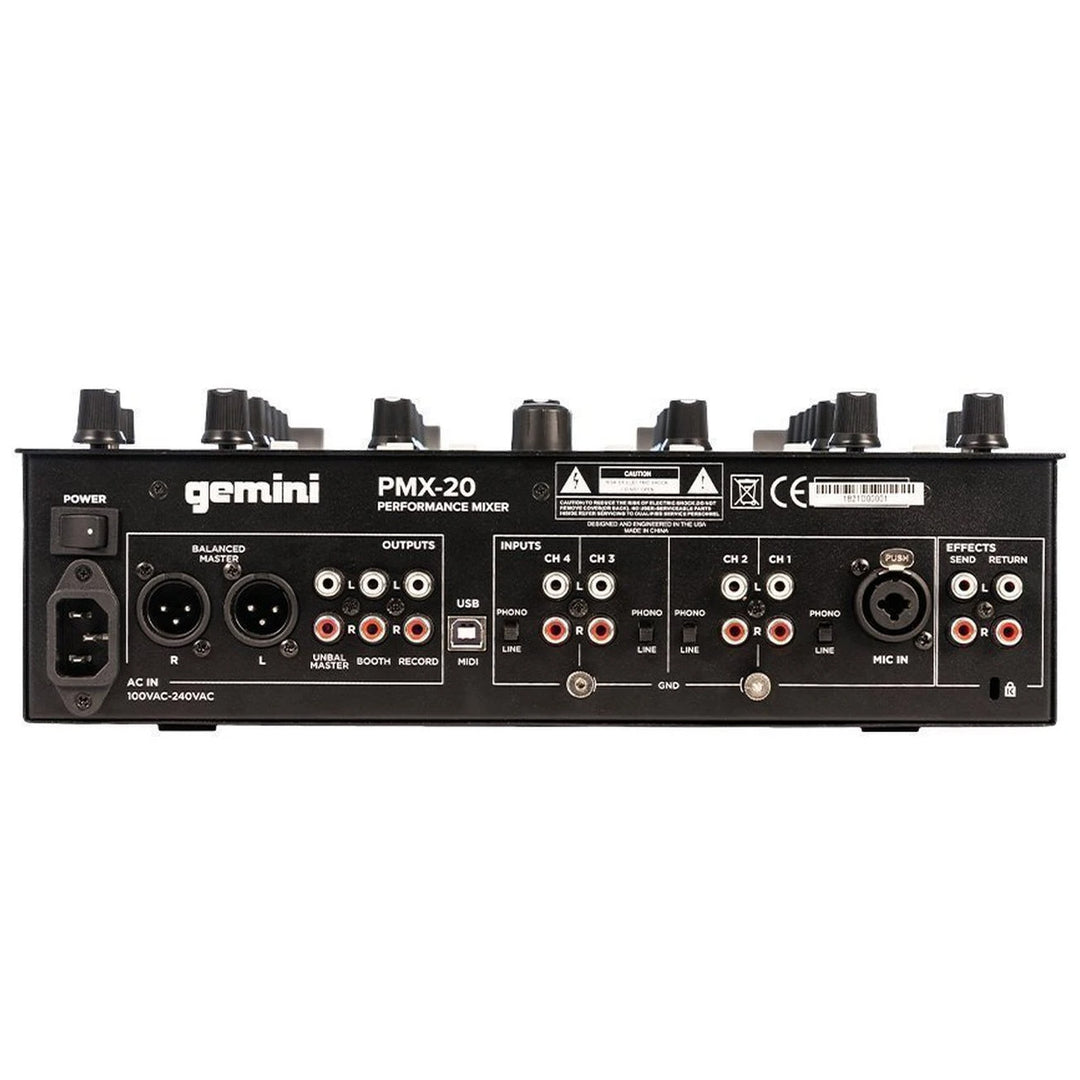 Gemini PMX-20 Battle-Style 4-Channel Digital DJ Mixer w/ USB MIDI Interface