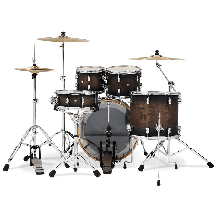PDP Concept Maple Lacquer CM5 5-Piece Kit Shell Pack w/ Chrome Hardware (18x22 w/ BDM, 8x10, 9x12, 14x16FT, 5.5x14 Snare) - Satin Charcoal Burst