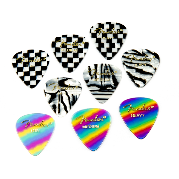 Fender 351 Shape Graphic Picks (12 per pack) - Rainbow