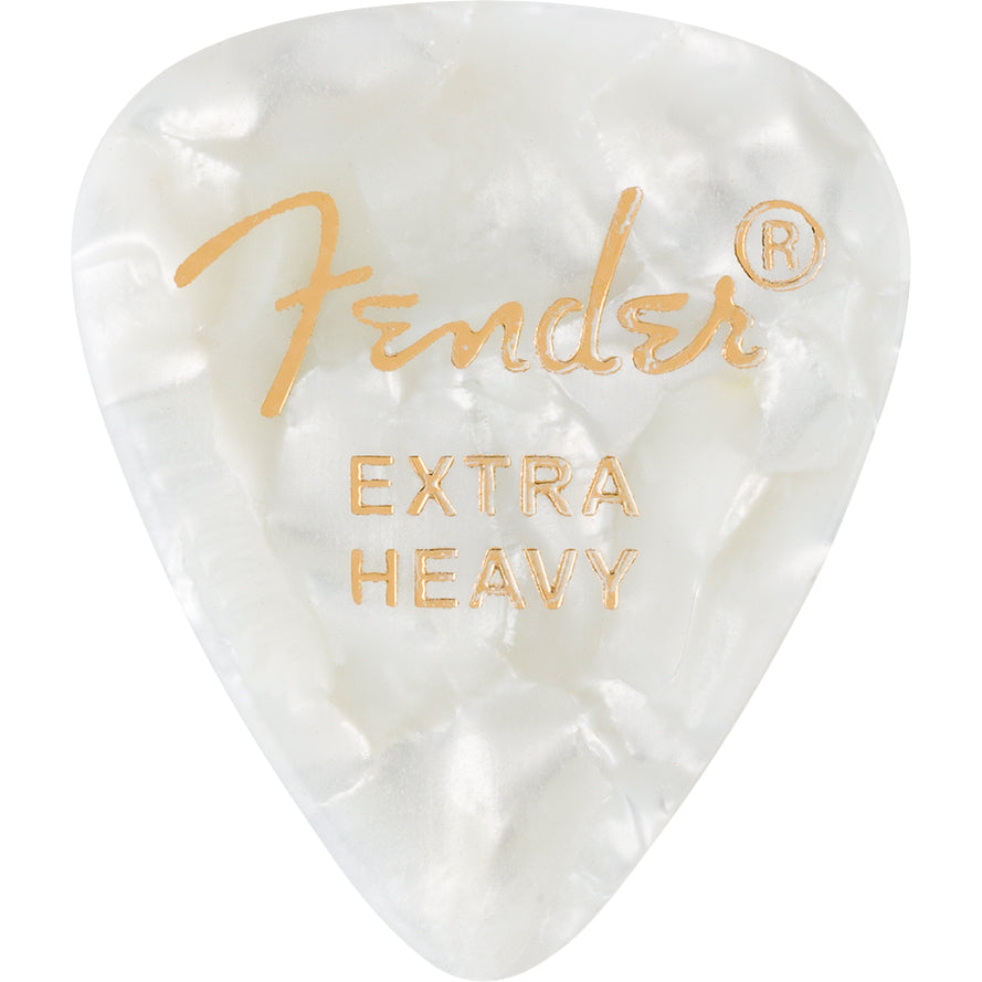 Fender Guitar Picks 351 Shape Premium Picks (12-Pack) Extra Heavy - White Moto