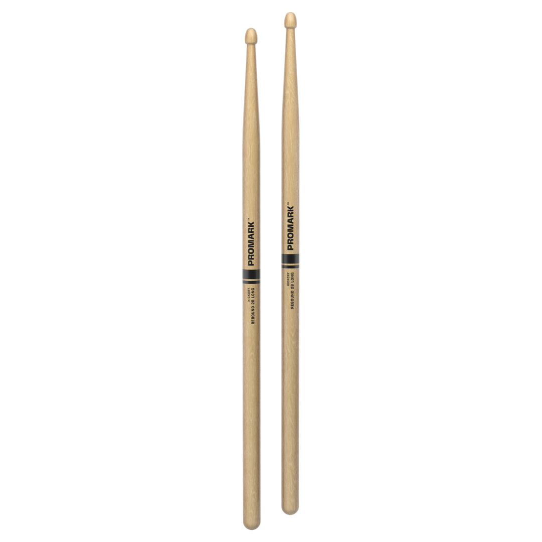 Promark RBH625LAW-Promark Rebound 2B Long Hickory Drumsticks, Acorn Wood Tip