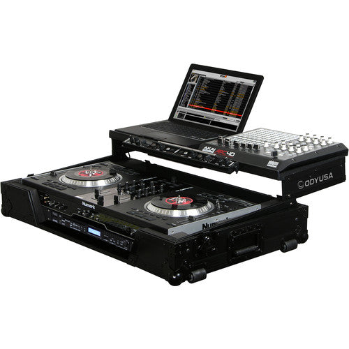 Odyssey Black Label Glide-Style Case with Lower 19'' 1 RU Rack Space for Numark NS7/NSFX Controller