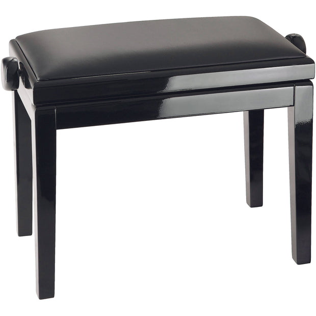 K&M 13990 Piano Bench - Black Gloss - Imitation Leather Seat Black