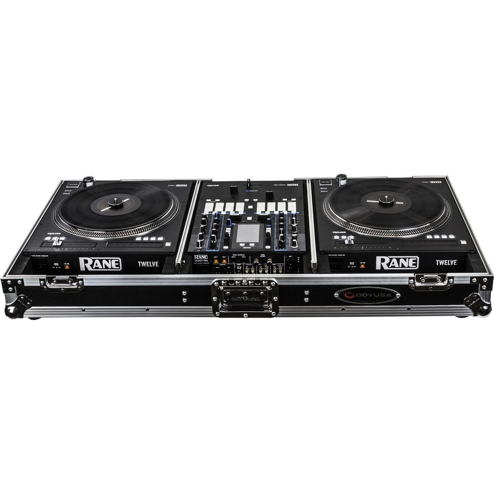 Odyssey FZGSRANE1272W Flight Zone Glide Style DJ Coffin Case for Rane Twelve and Seventy-Two - Silver and Black