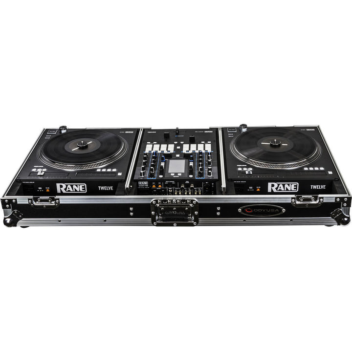 Odyssey FZGSRANE1272W Flight Zone Glide Style DJ Coffin Case for Rane Twelve and Seventy-Two - Silver and Black