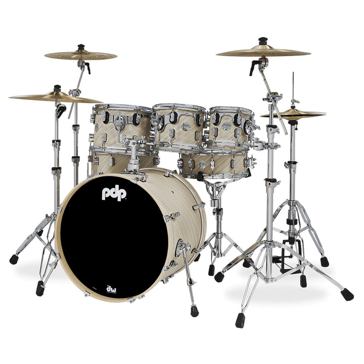 PDP Concept Maple Finish Ply CM7 7-Piece Kit Shell Pack w/ Chrome Hardware (18x22 w/ BDM, 7x8, 8x10, 9x12, 12x14FT, 14x16FT, 5.5x14 Snare) - Twisted Ivory