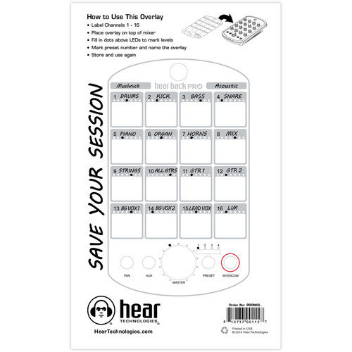 Hear Technologies PROMOL PRO Paper Overlay for PRO Mixer (5-Pack)