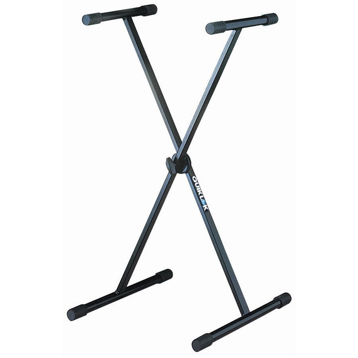 Quiklok T-10BK T-reX single braced 1 tier keyboard stand with ''DINO-BITE'' Locking Disc (Black)