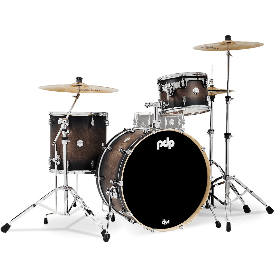 PDP Concept Maple Lacquer CM Rock Kit Shell Pack w/ Chrome Hardware (14x24, 9x13, 16x16FT) - Satin Charcoal Burst