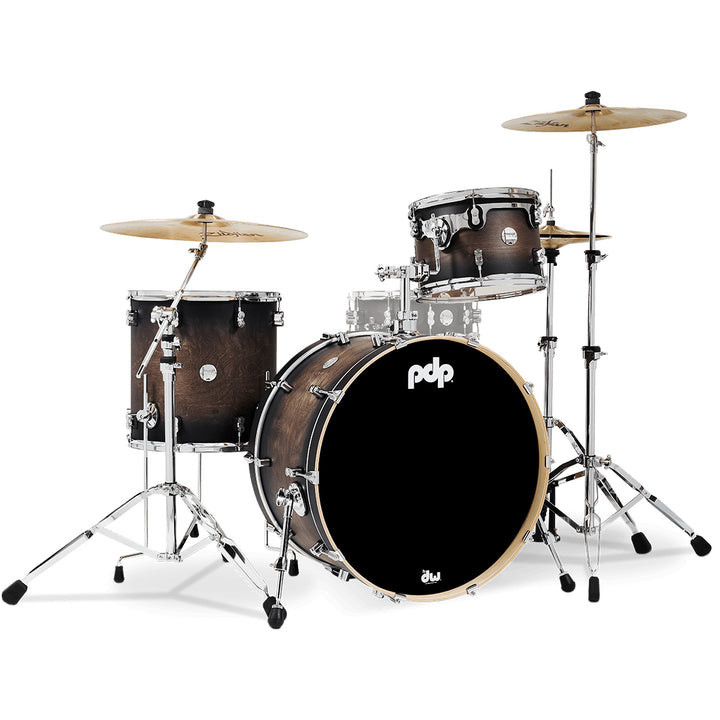 PDP Concept Maple Lacquer CM Rock Kit Shell Pack w/ Chrome Hardware (14x24, 9x13, 16x16FT) - Satin Charcoal Burst