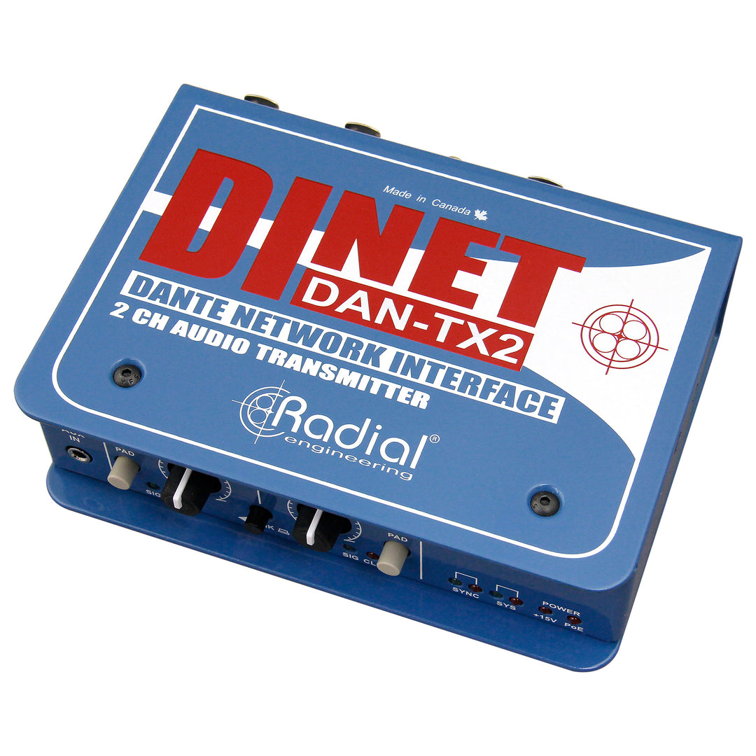 Radial DiNET DAN-TX2 2-Channel Dante Network Transmitter
